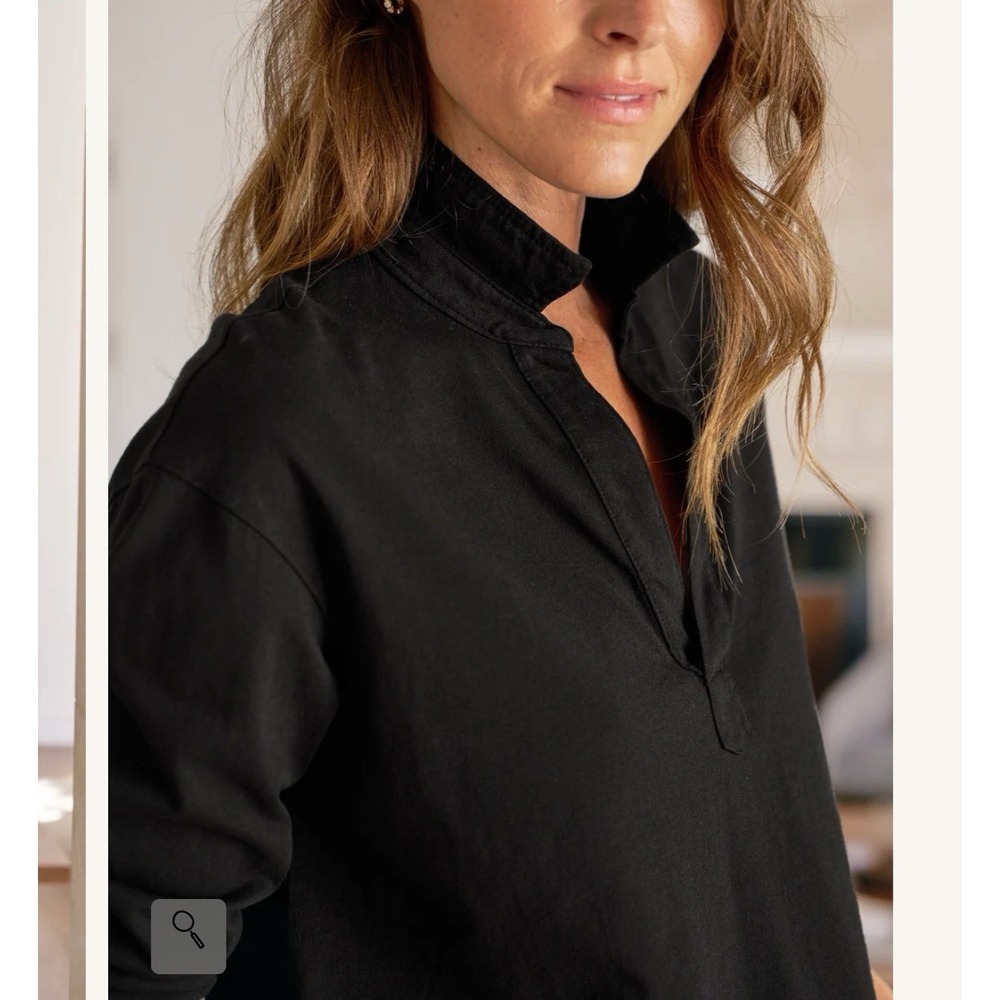 Frank & Eileen Patrick Popover Henley Size S - Vintage Jersey Black Quiet Luxury - Picture 2 of 4